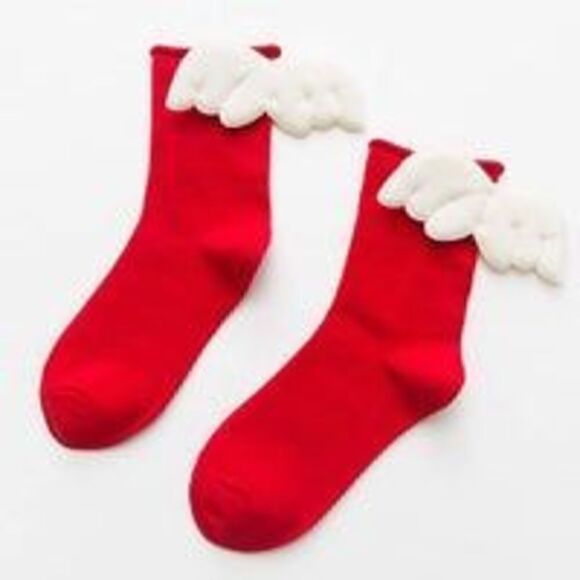 2 Pairs Girls Red Angel Wings Socks. NIP - Picture 3 of 5